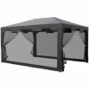 Outsunny 4 M X 3 M Gazebo Party Tent Outdoor Tent W/ Mesh Sidewalls Dark Grey -Outsunny store 54809910 1