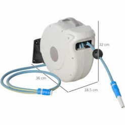 Alternative view of Outsunny Retractable Hose Reel Wall Mounted W/ Lead-in Hose And Handle, 10m