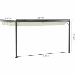 Outsunny 4 X 3(m) Outdoor Pergola Retractable Canopy Wall Mounted Gazebo, Beige 3 Outsunny 4 X 3(m) Outdoor Pergola Retractable Canopy Wall Mounted Gazebo, Beige -Outsunny store 54834335 2