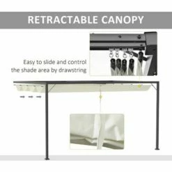 Outsunny 4 X 3(m) Outdoor Pergola Retractable Canopy Wall Mounted Gazebo, Beige 5 Outsunny 4 X 3(m) Outdoor Pergola Retractable Canopy Wall Mounted Gazebo, Beige -Outsunny store 54834335 4