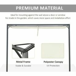 Outsunny 4 X 3(m) Outdoor Pergola Retractable Canopy Wall Mounted Gazebo, Beige 6 Outsunny 4 X 3(m) Outdoor Pergola Retractable Canopy Wall Mounted Gazebo, Beige -Outsunny store 54834335 5