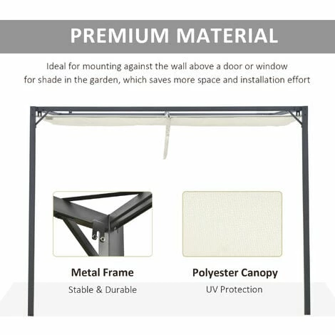 Outsunny 4 x 3(m) Outdoor Pergola Retractable Canopy Wall Mounted Gazebo, Beige Outsunny 4 X 3(m) Outdoor Pergola Retractable Canopy Wall Mounted Gazebo, Beige -Outsunny store 54834335 5