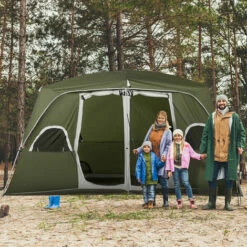 Outsunny Camping Tent, Family Tent 4-8 Person 2 Room Easy Set Up, Green 4 Outsunny Camping Tent, Family Tent 4-8 Person 2 Room Easy Set Up, Green -Outsunny store 54908371 3