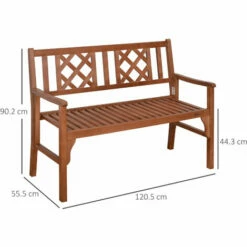 Outsunny Foldable Garden Bench, 2-Seater Patio Wooden Bench W/ Backrest Brown -Outsunny store 55049297 2
