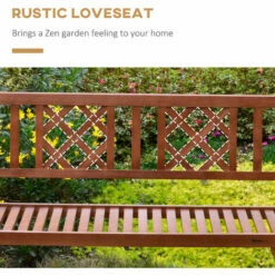 Outsunny Foldable Garden Bench, 2-Seater Patio Wooden Bench W/ Backrest Brown -Outsunny store 55049297 4