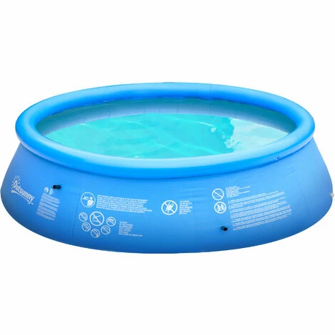 Outsunny Round Inflatable Swimming Pool Family-Sized Blow Up Pool 274x76cm Blue 3 Outsunny Round Inflatable Swimming Pool Family-Sized Blow Up Pool 274x76cm Blue