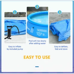 Outsunny Round Inflatable Swimming Pool Family-Sized Blow Up Pool 274x76cm Blue 11 Outsunny Round Inflatable Swimming Pool Family-Sized Blow Up Pool 274x76cm Blue -Outsunny store 55049302 5