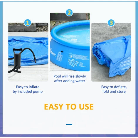 Outsunny Round Inflatable Swimming Pool Family-Sized Blow Up Pool 274x76cm Blue 7 Outsunny Round Inflatable Swimming Pool Family-Sized Blow Up Pool 274x76cm Blue - Image 5