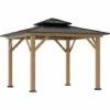 Outsunny 3.5 X 3.5m Wood Frame Hardtop Gazebo W/ Double Vented Roof, Black 2 Outsunny 3.5 X 3.5m Wood Frame Hardtop Gazebo W/ Double Vented Roof, Black -Outsunny store 55049306 1