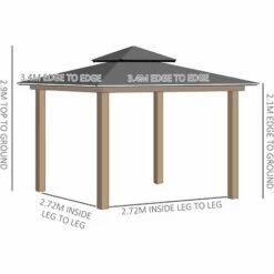Outsunny 3.5 X 3.5m Wood Frame Hardtop Gazebo W/ Double Vented Roof, Black 3 Outsunny 3.5 X 3.5m Wood Frame Hardtop Gazebo W/ Double Vented Roof, Black -Outsunny store 55049306 2