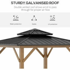 Outsunny 3.5 X 3.5m Wood Frame Hardtop Gazebo W/ Double Vented Roof, Black 5 Outsunny 3.5 X 3.5m Wood Frame Hardtop Gazebo W/ Double Vented Roof, Black -Outsunny store 55049306 4