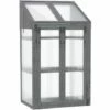 Outsunny Wooden Greenhouse Cold Frame Grow House W/ Double Door For Flower Grey 1 Outsunny Wooden Greenhouse Cold Frame Grow House W/ Double Door For Flower Grey -Outsunny store 55049308 1