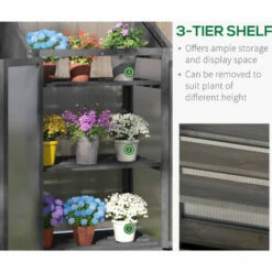 Outsunny Wooden Greenhouse Cold Frame Grow House W/ Double Door For Flower Grey -Outsunny store 55049308 5