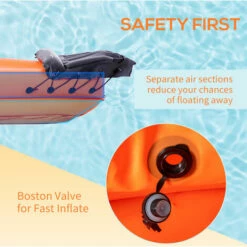 Outsunny Inflatable Kayak, 1-Person Inflatable Boat, Inflatable Canoe Set Orange 10 Outsunny Inflatable Kayak, 1-Person Inflatable Boat, Inflatable Canoe Set Orange -Outsunny store 55049313 4