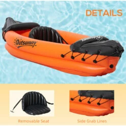 Outsunny Inflatable Kayak, 1-Person Inflatable Boat, Inflatable Canoe Set Orange 11 Outsunny Inflatable Kayak, 1-Person Inflatable Boat, Inflatable Canoe Set Orange -Outsunny store 55049313 5