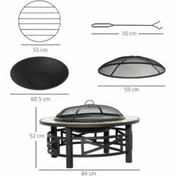 Alternative view of Outsunny Outdoor Fire Pit Firepit Bowl With Grill Spark Mesh And Fire Poker