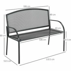Outsunny 2 Seater Metal Garden Bench Outdoor Furniture For Porch Lawn Grey -Outsunny store 55774293 2