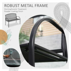 Outsunny 2 Seater Metal Garden Bench Outdoor Furniture For Porch Lawn Grey -Outsunny store 55774293 5