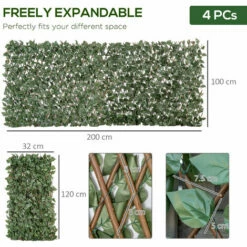 Outsunny 4 PCs Expanding Trellis Fence 2mx1m Privacy Screen For Garden Balcony -Outsunny store 55888351 2