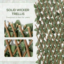 Outsunny 4 PCs Expanding Trellis Fence 2mx1m Privacy Screen For Garden Balcony -Outsunny store 55888351 5