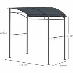 Alternative view of Outsunny 2M BBQ Gazebo Tent Sun Shade With Hooks Outdoor Patio Metal, Grey