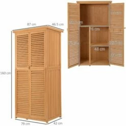 Alternative view of Outsunny 87 X 47 X 160cm Wooden Garden Storage Shed W/ Asphalt Roof, Natural