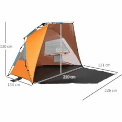 Outsunny Pop Up Beach Tent Sun Shelter W/ Extended Porch, Sandbag & Carry Bag 3 Outsunny Pop Up Beach Tent Sun Shelter W/ Extended Porch, Sandbag & Carry Bag -Outsunny store 56391313 2