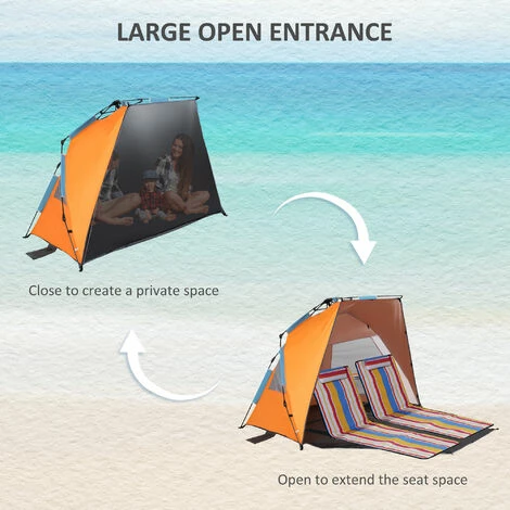 Outsunny Pop Up Beach Tent Sun Shelter w/ Extended Porch, Sandbag & Carry Bag Outsunny Pop Up Beach Tent Sun Shelter W/ Extended Porch, Sandbag & Carry Bag -Outsunny store 56391313 5
