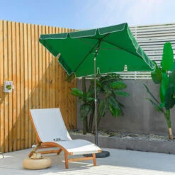 Outsunny Aluminium Sun Umbrella Parasol Patio Rectangular 2M X 1.3M Green -Outsunny store 56391314 3