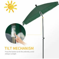 Outsunny Aluminium Sun Umbrella Parasol Patio Rectangular 2M X 1.3M Green -Outsunny store 56391314 4