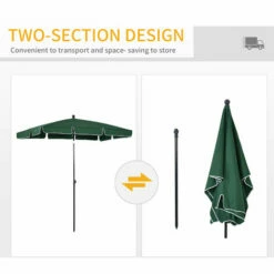 Outsunny Aluminium Sun Umbrella Parasol Patio Rectangular 2M X 1.3M Green -Outsunny store 56391314 5
