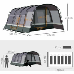 Outsunny Tunnel Design 8 Person Large Family Tent Camping Tent With Awning -Outsunny store 56391321 2