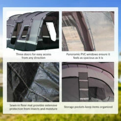 Outsunny Tunnel Design 8 Person Large Family Tent Camping Tent With Awning -Outsunny store 56391321 5