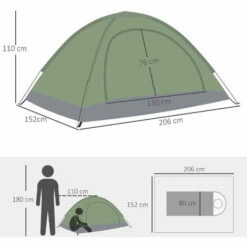 Outsunny Camping Tent For 2 Person Dome Tent W/ Storage Pocket Multicoloured -Outsunny store 56391887 2