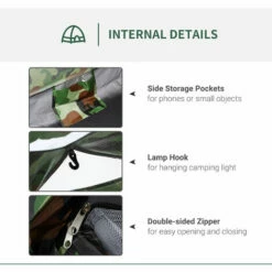 Outsunny Camping Tent For 2 Person Dome Tent W/ Storage Pocket Multicoloured -Outsunny store 56391887 5