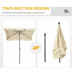 Outsunny Aluminium Sun Umbrella Parasol Patio Rectangular 2M X 1.3M Beige -Outsunny store 56391989 5