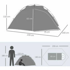 Outsunny Camping Tent Compact 2 Man Dome Tent For Hiking Garden Dark Grey 8 Outsunny Camping Tent Compact 2 Man Dome Tent For Hiking Garden Dark Grey -Outsunny store 56392043 2