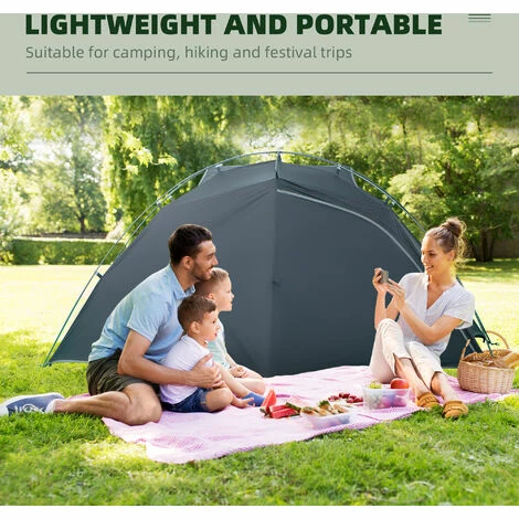 Outsunny Camping Tent Compact 2 Man Dome Tent For Hiking Garden Dark Grey 6 Outsunny Camping Tent Compact 2 Man Dome Tent For Hiking Garden Dark Grey - Image 4