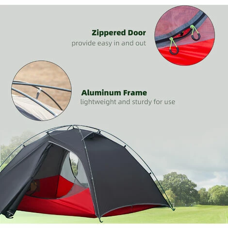 Outsunny Camping Tent Compact 2 Man Dome Tent For Hiking Garden Dark Grey 7 Outsunny Camping Tent Compact 2 Man Dome Tent For Hiking Garden Dark Grey - Image 5