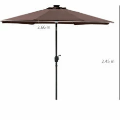 Outsunny 2.7m Garden Parasol Summer Shelter W/ LED Solar Light Crank Tilt Coffee -Outsunny store 56622411 2