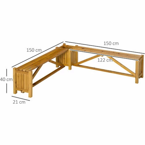 Outsunny Wooden Garden Corner Bench with Planter, Garden Bench Seat for Patio Outsunny Wooden Garden Corner Bench With Planter, Garden Bench Seat For Patio -Outsunny store 56745527 2