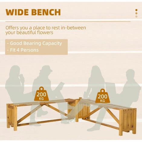 Outsunny Wooden Garden Corner Bench with Planter, Garden Bench Seat for Patio Outsunny Wooden Garden Corner Bench With Planter, Garden Bench Seat For Patio -Outsunny store 56745527 5