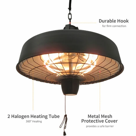 Outsunny Adjustable Infrared Halogen Ceiling Mounted Light Heater 1000/2500W Outsunny Adjustable Infrared Halogen Ceiling Mounted Light Heater 1000/2500W -Outsunny store 5705166 5