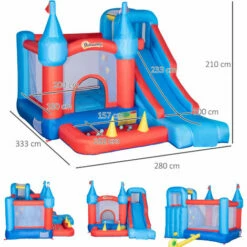 Alternative view of Outsunny 4 In 1 Kids Bouncy Castle Inflatable Slide Climbing Wall W/ Air Blower