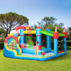 Outsunny Kids Inflatable Bouncy Castle 6 In 1 Water Slide Water Gun Air Blower -Outsunny store 58168017 3