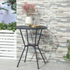 Outsunny 60cm Garden Round Bistro Table With Mesh Tabletop For Balcony Deck -Outsunny store 58213332 3