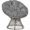 Outsunny 360° Swivel Rattan Papasan Moon Bowl Chair Round Outdoor W/ Padded-Grey -Outsunny store 59259544 1