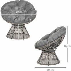 Outsunny 360° Swivel Rattan Papasan Moon Bowl Chair Round Outdoor W/ Padded-Grey 3 Outsunny 360° Swivel Rattan Papasan Moon Bowl Chair Round Outdoor W/ Padded-Grey -Outsunny store 59259544 2