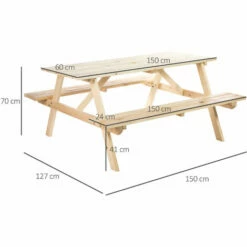 Outsunny 5.8FT Outdoor Wooden Picnic Table Bench Garden Patio Pub Chair 4 Seats 3 Outsunny 5.8FT Outdoor Wooden Picnic Table Bench Garden Patio Pub Chair 4 Seats -Outsunny store 5934802 2