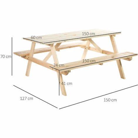 Outsunny 5.8FT Outdoor Wooden Picnic Table Bench Garden Patio Pub Chair 4 Seats Outsunny 5.8FT Outdoor Wooden Picnic Table Bench Garden Patio Pub Chair 4 Seats -Outsunny store 5934802 2